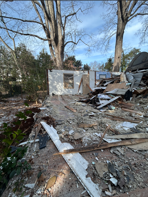 Existing structure demolition in progress
